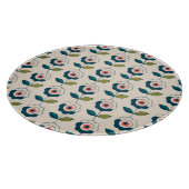 Retro Turquoise Floral Pattern Snijplank (Hoek)