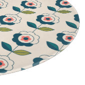 Retro Turquoise Floral Pattern Snijplank (Hoek)