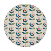 Retro Turquoise Floral Pattern Snijplank (Voorkant)