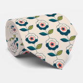 Retro Turquoise Floral Pattern Stropdas (Opgerold)