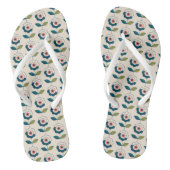 Retro Turquoise Floral Pattern Teenslippers (Voetbed)