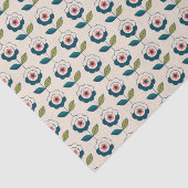 Retro Turquoise Floral Pattern Tissuepapier (Detail)