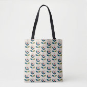 Retro Turquoise Floral Pattern Tote Bag (Voorkant)