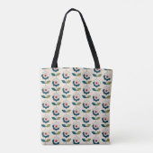 Retro Turquoise Floral Pattern Tote Bag (Achterkant)