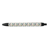 Retro Turquoise Floral Pattern Zwarte Inkt Pen (Voorkant)