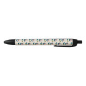 Retro Turquoise Floral Pattern Zwarte Inkt Pen (Bodem)