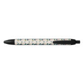 Retro Turquoise Floral Pattern Zwarte Inkt Pen (Achterkant)