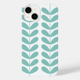 Retro Turquoise Flowers mid Century Modern Case-Mate iPhone 14 Hoesje
