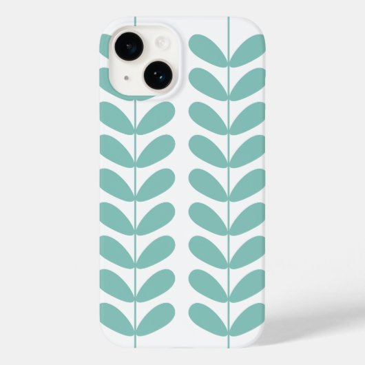 Retro Turquoise Flowers mid Century Modern Case-Mate iPhone Case (Achterkant)