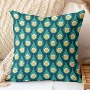 Retro Turquoise Geel Geometrisch Druppel Patroon Kussen