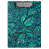 Retro turquoise gereedschappen leren scriptnaam klembord (Voorkant)