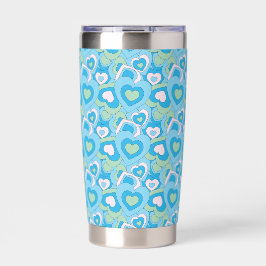 Retro Turquoise Hart Tumbler Geïsoleerde Drinkbeker