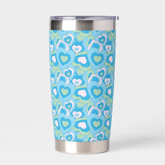 Retro Turquoise Heart Tumbler Geïsoleerde Drinkbeker (Links)