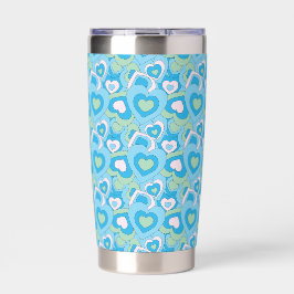 Retro Turquoise Heart Tumbler Geïsoleerde Drinkbeker