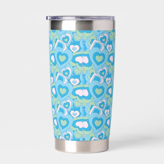 Retro Turquoise Heart Tumbler Geïsoleerde Drinkbeker (Rechts)