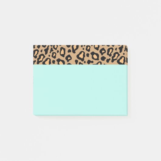 Retro Turquoise Kantoor Leopard Print Post It Note (Voorkant)