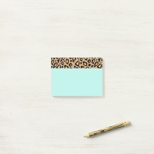 Retro Turquoise Kantoor Leopard Print Post It Note (Op bureau)