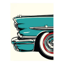 Retro Turquoise Kleuren Sportauto Voorkant Pop Art