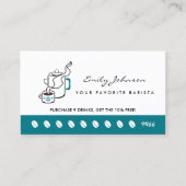 Retro Turquoise Koffiepot Barista Loyalty Ponskaar (Voorkant)