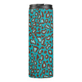 Retro Turquoise Leopard Thermische Koffie Tumbler Thermosbeker (Achterkant)