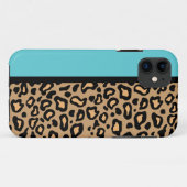 Retro Turquoise Luipaardprint iPhone Hoesje Cadeau (Achterkant (horizontaal))