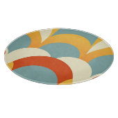 Retro Turquoise Mosterd Schulp Patroon Snijplank (Hoek)
