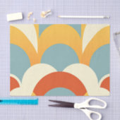 Retro Turquoise Mosterd Schulp Patroon Tissuepapier (Craft)