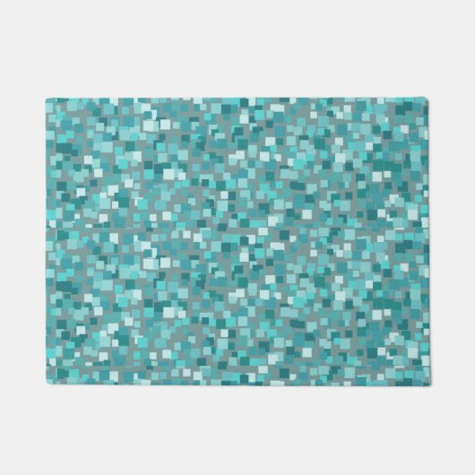Retro turquoise mozaïek vloerkleed deurmat  (Voorkant)