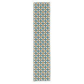 Retro Turquoise & Oranje Bloemen Table Runner Korte Tafelloper (Voorkant)