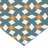 Retro Turquoise & Oranje Bloemen Table Runner Korte Tafelloper (Hoek)