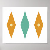 Retro Turquoise Oranje Cream Stars Diamonds Poster (Voorkant)