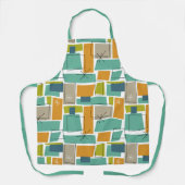 Retro Turquoise Oranje Green Squares midden eeuw Schort (Voorkant)