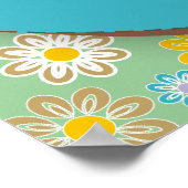 Retro turquoise paisley met bloemen poster (Hoek)