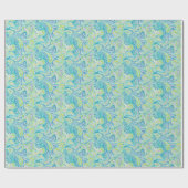 Retro Turquoise Paisley Patroon Cadeaupapier (Vlak)