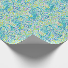Retro Turquoise Paisley Patroon Cadeaupapier