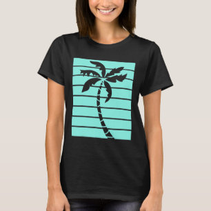 Retro Turquoise Palmboom Zomerstranden L T-shirt