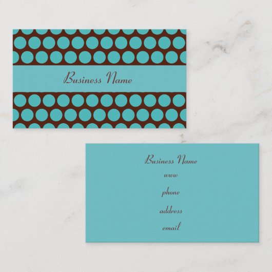 Retro Turquoise Polka Dots Visitekaartjes (Voorkant / Achterkant)