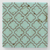 Retro Turquoise Print Stone Onderzetter Gift (Voorkant)