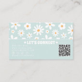 Retro Turquoise QR Code 70s Groovy Bloem Boho Unie Visitekaartje (Achterkant)
