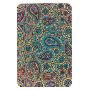 Retro Turquoise Rainbow Paisley motief Magneet