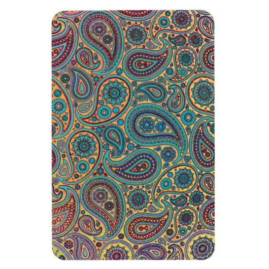 Retro Turquoise Rainbow Paisley motief Magneet (Verticaal)