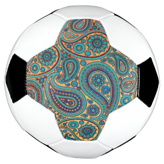Retro Turquoise Rainbow Paisley motief Voetbal (Gedraaid)