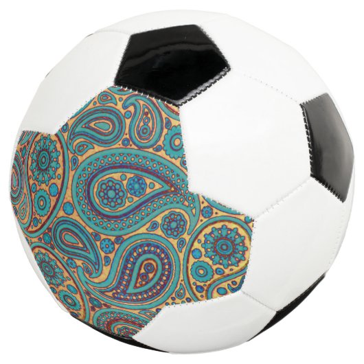 Retro Turquoise Rainbow Paisley motief Voetbal (Drie kwart)