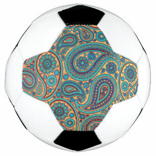 Retro Turquoise Rainbow Paisley motief Voetbal