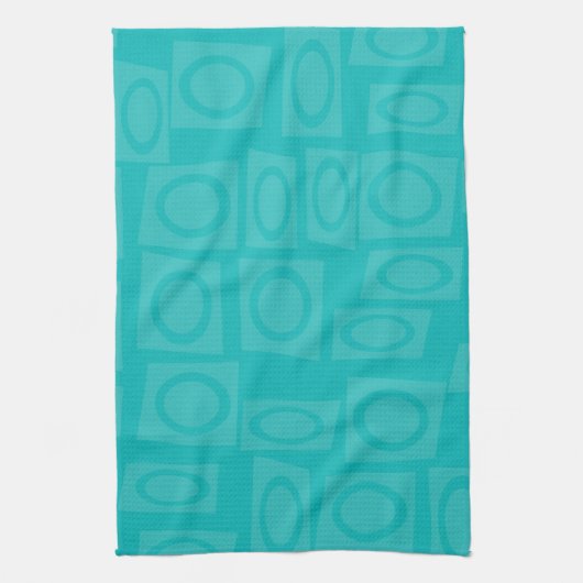 Retro turquoise ringen patroon theedoek (Verticaal)