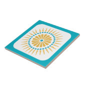 Retro Turquoise Sinaasappel Sunburst Tegel Tegeltje (Zijkant)