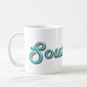 Retro Turquoise Southpaw Koffiemok (Links)