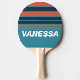 Retro Turquoise Spetters Horizon Strepen met Naam Tafeltennisbatje