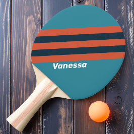 Retro Turquoise Spetters Strepen met Naam Tafeltennisbatje