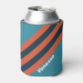 Retro Turquoise Spettersstrepen met Naam Blikjeskoeler (Blikje Voorkant)